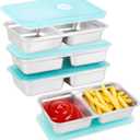 Loscarol 4 Pack Stainless Steel Snack Containers with Lids 20 oz Double Compartment Reusable Condiment Containers  Dishwasher Safe Travel Food Storage Travel & Outdoor Camping