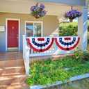 2 x Pleated Bunting American Flag Embroidered Stars for July 4th Independence Day