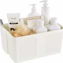 Shower Caddy Portable and Cleaning Caddy Organizer for Bathroom, Kitchen,Toiletries Storage, Caddy organizer with handle, Rust-Resistant, Durable Material(Milky White, 9.36"L7.73"W7.24"H)