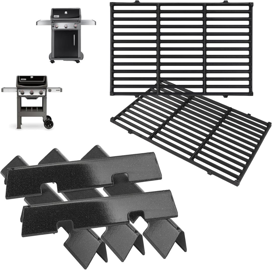 Spirit Grill Parts for Weber GS4 Spirit II/I 300 SER E310 E320 S320 Replacement for Weber GS4 Spirit 2 Accessories Flavorizer Bars 7636 67046 3400302&Webber Grill Grates 7638 7860 7856 Matte Cast Iron