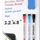 MaxGear Small Magnetic Dry Erase Board Sheet for Refrigerator, Fridge Whiteboard for Kitchen, 12"x8" White Board Organizer and Planner with Stain Resistant Technology, Include 1 Eraser, 3 Markers