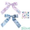 2 x LUV HER Disney Lilo & Stitch Long Tail Hair Bow Set for Girls  Pink & Blue Satin Bows with Stickers  DIY Hair Accessories for Kids Ages 3+