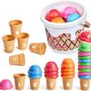 JoyCat Ice Cream Preschool Learning Activities Counting and Color Sorting Set Stacking Toys for Kids 1-5, Educational Fine Motor Skills Toys, 30PCS Math Manipulatives