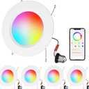 Smart Recessed Lighting, 5/6 inch, Compatible with Alexa, Smart LED Downlight, 13W 1050LM Led Lights, Smart Can Lights Multicolor APP Dimmable, 4-Pack (RGB+CCT 4Pack)