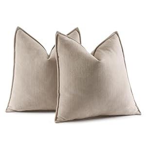 MIULEE Pack of 2 Black Decorative Pillow Covers 22x22 Inch Soft Chenille Luxurious Couch Throw Pillows Farmhouse Cushion Covers Euro Shams with Elegant Design for Sofa Bedroom Living Room Home Decor