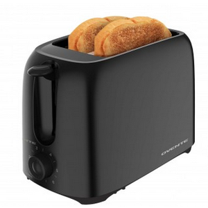 OVENTE Electric 2 Slice Toaster Machine with 6Shade Browning Selector Setting, Compact Design and Removable Crumb Tray, 700W Power Perfect for Toasting Bread, Thin Bagels and Waffles, Black TP2210B