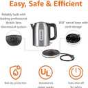 1.1Qt (1L) Electric Kettle, Tea Kettle & Water Boiler, with Auto Shut-Off, Boil Dry Protection, High-Safety Strix Thermostat, BPA-Free, 1500W, Stainless Steel, New Model, Black & Silver