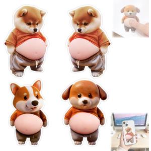 2 x 4 Pcs 3D Shiba Inu Dog Belly Stickers, Super Soft Silicone Anti-Collision Stickers, Cute Squishy Dog Belly Sticker as Car Door Protector, Table Edge Protector & Cute Decor Sticker for Home and Car