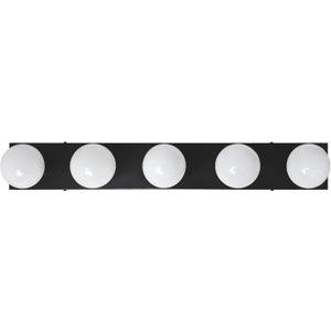 Design House Vanity Lights, 5 Linear Lights, Dimmable, Horizontal or Vertical Use, Uses (5) 60W Bulbs, for Bathroom/Makeup Vanity, Matte Black, 30.0 in. W x 2.0 in. H x 4.3 in. D, 588582-BLK