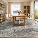 Tortania Washable 9x12 Area Rug for Living Room: Modern Abstract Neutral Large Soft Thin Rugs - Non Slip Indoor Carpet for Bedroom Dining Room Office Nursery Home Floor Decoration - Ash Taupe