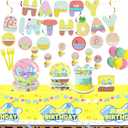 LKSIOPAI 131PCS Yellow Birthday Party Supplies Include Ocean Theme Party Decorations and Disposable Dinnerware Serves 20 Guests