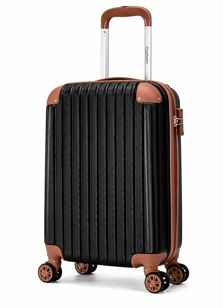 Cosbarn Carry On Luggage 20 Inch Luggage 22x14x9 Airline Approved with Wheels and TSA Lock, ABS Lightweight Hardshell Travel Suitcase Set with Duffel Bag Travel Bag for Men Women (Black)