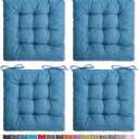 SQUARE MOON 4 Pack Chair Cushions, Seat Cushions, Chair Pads, Chair Mat for Indoor, Outdoor Dining Chair, Kitchen Chairs, Dining Room Chairs (16"  16"  4 Pack, Blue)
