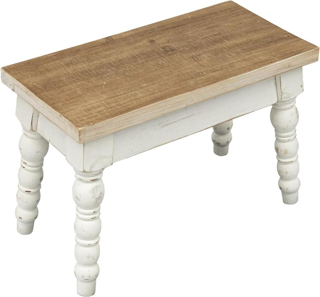 Farmhouse Wooden Step Stool for Kids, Solid Wood Toddler Step Stool with Stable Structure for Bathroom Sink, Kitchen & Bedroom, Rustic Small Child Step Stool, Vintage Farmhouse Home Decor