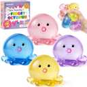 VISCOO 4 Pack Octopus Stress Balls for Adults Kids, Taba Squishy, Squishy Fidget Toys for Anxiety Stress Relief, Cute Squeeze Ball Set for Easter Basket Stuffers, Party Favors Classroom Prize Birthday