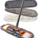 CLEANHOME Mops for Floor Cleaning with 3 Different Washable Pads and Extendable 55” Long Handle, Multifunction Dust Mop for Hardwood, Marble, Tile Floor Mopping, Orange