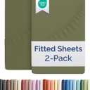 Twin XL Size Fitted Bed Sheet - Pack of 2 Single Fitted Bottom Sheet Only - Fits Mattress Up to 16" Deep Pockets - Extra Soft, Breathable & Cooling - Hotel Quality, Fade and Wrinkle Free - Sage Green