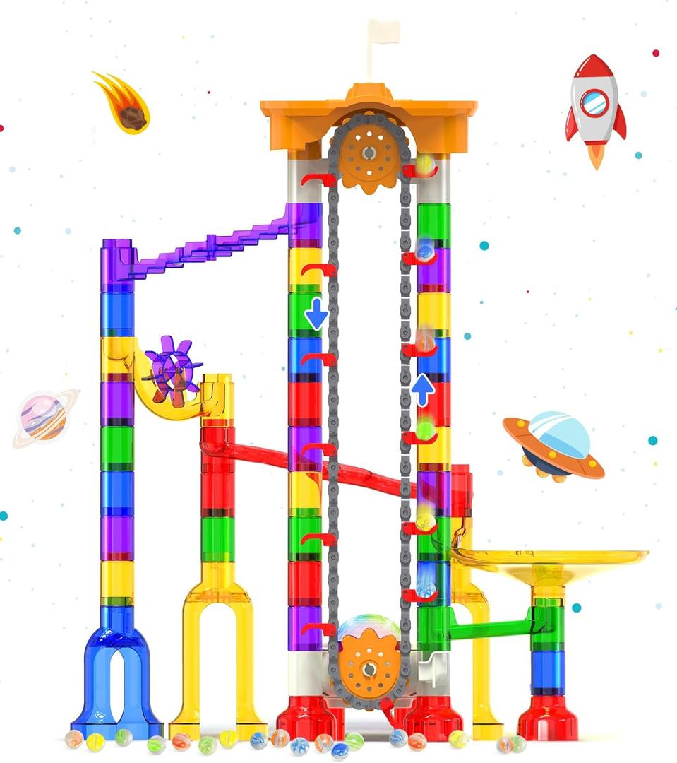 Motorized Marble Run - Marble Runs Stem Toys for Kids 4-8 8-12 - Construction Building Educational Space Toys 5-7 8-10 - Birthday for Boys and Girls (Small)
