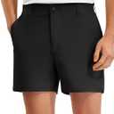 PULI Golf Shorts Men Relaxed Fit Stretch Dress Lightweight Casual Waterproof Travel Quick Dry Flat Front Shorts Black 32W x 5L