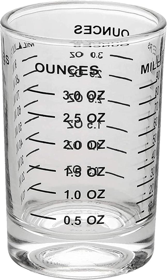 OGGI Measuring Shot Glass with Measuring Lines, 3oz / 90ml - Bartender Accessories, Jigger for Bartending, Shot Glass Measuring Cup with Ounces & Milliliters 2Pc