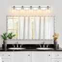 Modern Bathroom Light Fixtures Over Mirror, Vanity Lights for Bathroom Wall Sconces with Clear Glass Shades, E26 Socket (Bulbs Not Included), 5 Light, Chrome