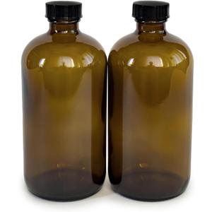 Vivaplex, 2, Amber, 16 oz Glass Bottles, with Lids '