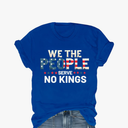 We The People Serve No Kings T-Shirt, No Kings in America Shirt Patriotic Graphic Tee for Women Men Size L (Navy Blue)