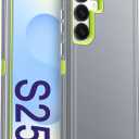 Jelanry Case for Samsung Galaxy S25 5G 6.2-inch, Heavy Duty Rugged & Dual-Layer Shockproof Dropproof Protection with Port Anti Dust/Scratch Bumper Cover Back Phone Cases for Samsung Galaxy S25, Grey