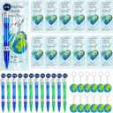 24 Set Earth Day Gift Bulk Retractable Cute Globe Pens with Mini Globe Keychains Thank You Cards Earth Day Party Favors Tellurion Black Ink Ballpoint Pens for Office Supplies