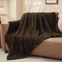 BEDELITE Brown Blanket Twin Size for Bed- Super Soft Lightweight 3D Checkered Fluffy Fuzzy Fleece Blanket, Luxurious Plush Cozy Blanket for Room Home Decor, Gift for Women, 60x80 inches