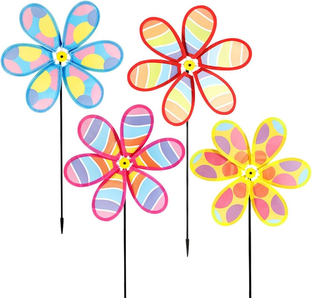 4PCS Wind Spinners for Yard and Garden, Lawn Yard Decorations Pinwheels Colorful Whirligigs Windmill Kids Toys for Outdoor Decor