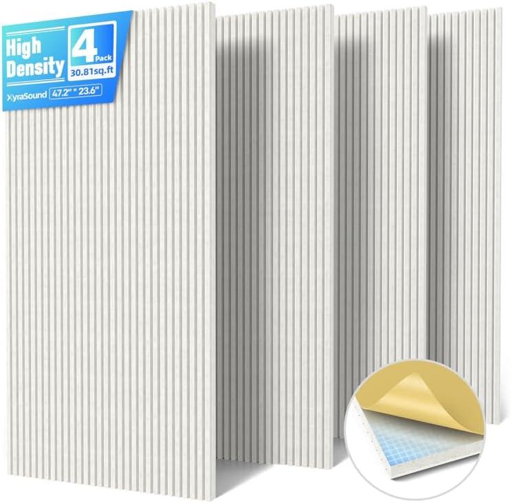 4 Pack High Density Large Acoustic Panel Sound Absorbing with Self-Adhesive, 4 pack - 47.2*23.6in.