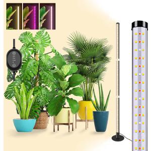 Grow Lights for Indoor Plants, 243 LEDs Plant Growing Lights with 3 Color Changing Red Blue Full Spectrum, 48inch Height Standing Indoor Plant Grow Lamp with 6/9/12H Timer for Indoor Plants