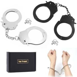 Lohoee 1 Piece Toy Metal Handcuffs with Keys, Toy Handcuffs Fake Pretend Play Props for Costume Props/Party Favors/Gift/Halloween Decoration