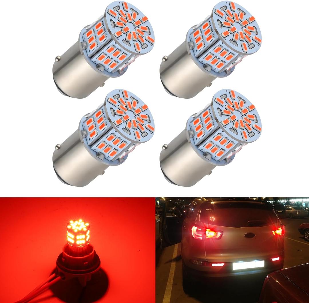 4PCS 1157 LED Bulb Brake Tail Light 12V-24V Super Bright 2357 2057 7528 BAY15D LED Replacement Light Kit Set for Car Tail Brake Turn Signal Lights - Brilliant Red