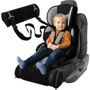 Car Seat Foot Rest,Car Seat Foot Rest for Kids-Booster Seat Foot Rest-Convenient Car Accessories for Kids - Supportive Car Seat Pillow for Toddlers - Long Adjustable Strap (Black)