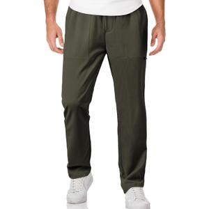 JMIERR Mens Casual Lightweight Pants Stretch Elastic Waist Drawstring Jogging Sweatpants Pants (Black, L)