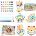 QANIY Stepping Stones Painting Kit for Kids, 5 Pack Outdoor Garden Stone Crafts, Kids Craft Paint Kits for Boys Girls Birthday Party Gift Toy Ages 3+