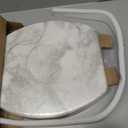 Angol Shiold Elongated Marble Toilet Seat with Zinc Alloy Hinges, Easy to Install and Clean, Anti-pinch (Gray)