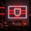 England Flag Soccer Neon Sign, USB LED Neon Light for Soccer Fan Room Decor with Hanging Chain & Wall Anchors, 17.7x12.2 Inch, England Game Day Wall Light for Bedroom, Bar, Party, Watch Party Decorations