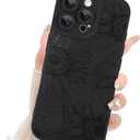 Fiyart Designed for iPhone 16 Pro Max Case Cute Flower Floral Sunflowers Design,Soft Slim TPU Anti-Scratch Phone Cover for Women Girls 6.9"-Black
