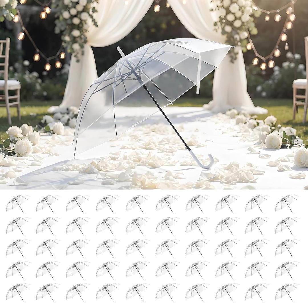 50 Pcs Clear Umbrella Wedding,Clear Wedding Umbrellas Guests Bulk for Rain