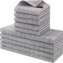 Homaxy Kitchen Towels and Dishcloths Set, Set of 10, Light Grey | Bulk Cotton Terry Kitchen Towels, Checkered Designed, Soft and Super Absorbent Dish Towels, 12 x 12 and 13 x 28 Inches