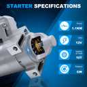 17628 Starter 10 Teeth Motor Replacement for Kohler 2509809 2409801 2409803 1209803 1209817 2509808 2509811 25-098-11-s 25-098-09-s 12.5HP-27HP Cub Cadet Mower John Deere Scotts Toro Tractor Serie