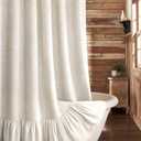 Farmhouse Shower Curtain with Ruffle Hem Linen Flax Ivory White Shower Curtains for Bathroom Country Vintage Rustic Natural Fabric, 72" W x 72" L