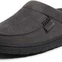 Dearfoams Men's Perforated Microsuede Clog Slipper, Pavement, L Regular US
