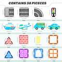 38PCS Magnetic Tiles Road Set, Magnetic Building Blocks for Toddlers, STEM Construction Toys for Kids Ages 3+, Gifts Toys for Boys & Girls