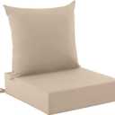 Outdoor Cushions for Patio Furniture, Outdoor Seat Cushion Set 24 x 24 x 5.75 Inch, Waterproof & Fade Resistant Outdoor Chair Cushions, Deep Seat Patio Cushion with Removable Cover, Beige