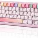 YUNZII B68 Wireless Mechanical Keyboard,TriMode BT5.0/2.4GHz/USBC,Cute PBT Keycaps,Hot Swappable Creamy Typing Gasket Mounted,RGB Backlit NKRO for Win/Mac (Pink, Cocoa Cream V2 Switch)