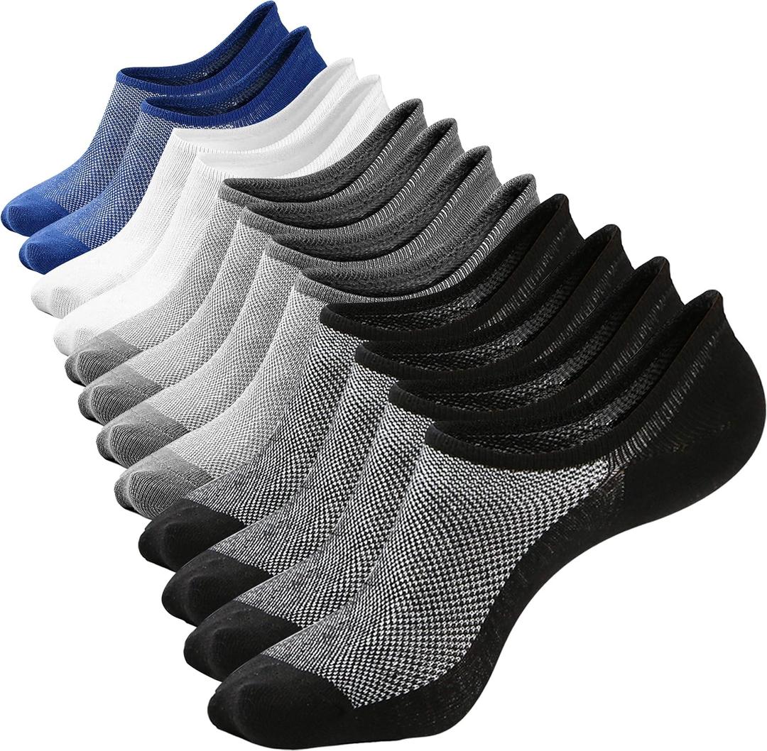 Mottee&Zconia No Show Sock Low Cut Ankle Short Socks for Men Basic Casual Anti-skid Cotton Socks with Non Slip Grips, size 8-11